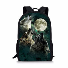 Kids Fantasy Wolf Pattern Backpack Toddler School Book Bag