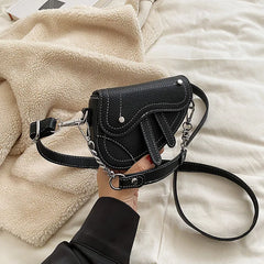 Girls Retro Rivet Saddle Bag Kids Shoulder Handbag