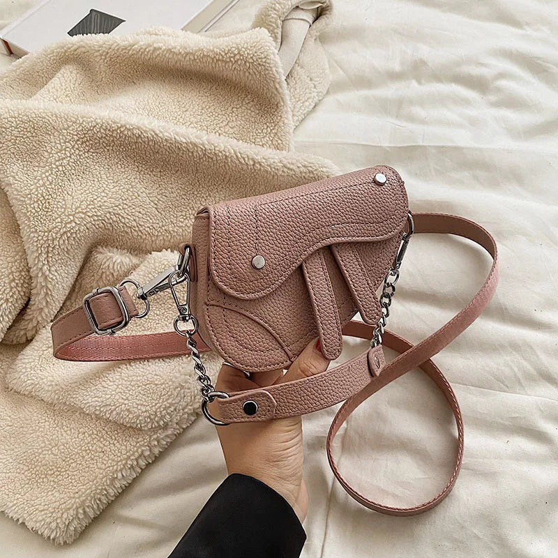 Girls Retro Rivet Saddle Bag Kids Shoulder Handbag