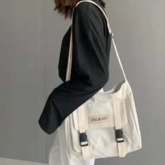 Women's South Korea Postman Bag Lady Student Nylon Waterproof Canvas Schoolbag