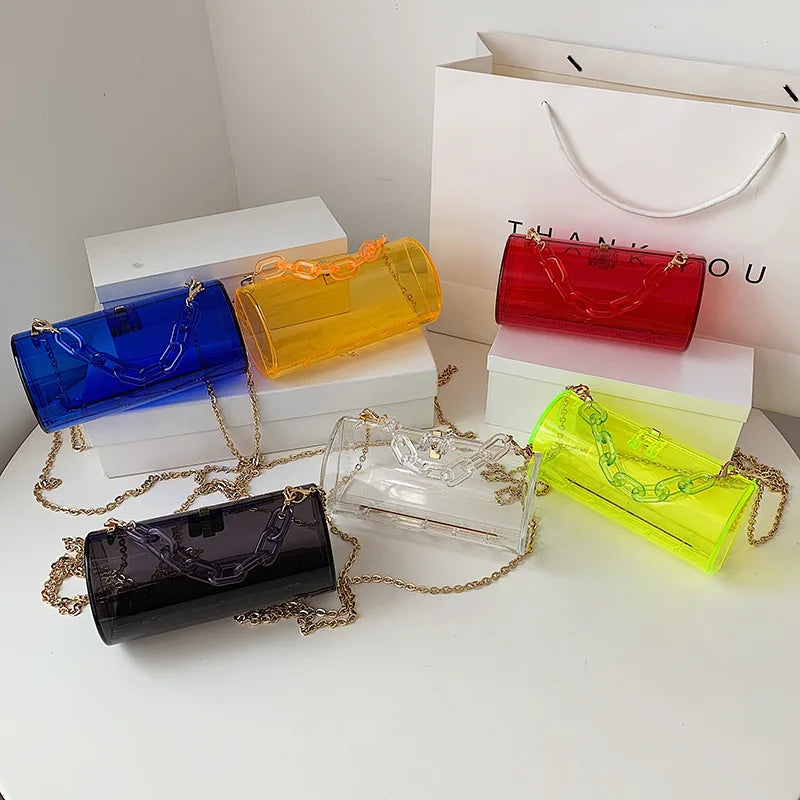 Clear Acrylic Box Shoulder Bag Transparent Women's Handbag