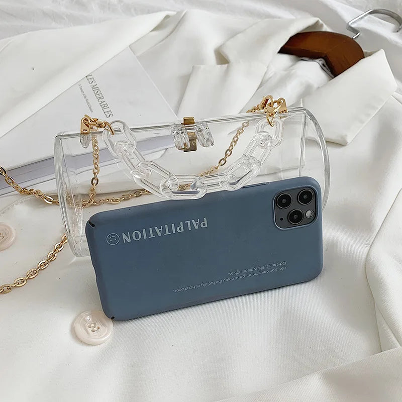 Clear Acrylic Box Shoulder Bag Transparent Women's Handbag