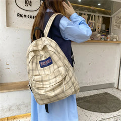 Plaid Women Backpack Casual School Bag Teen Girl Travel Rucksack