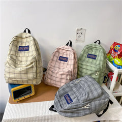 Plaid Women Backpack Casual School Bag Teen Girl Travel Rucksack