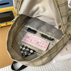 Plaid Women Backpack Casual School Bag Teen Girl Travel Rucksack