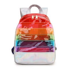 Striped Laser Plastic Travel Bag School Bag Backpack Purse for Women
