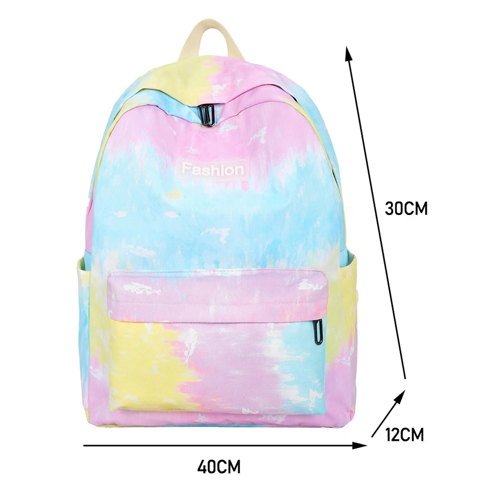 Colorful Pattern School Shoulder Bag Teen Girls Zipper Backpack