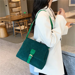 Women's Corduroy Travel Shoulder Bag Canvas Crossbody Bucket Handbag