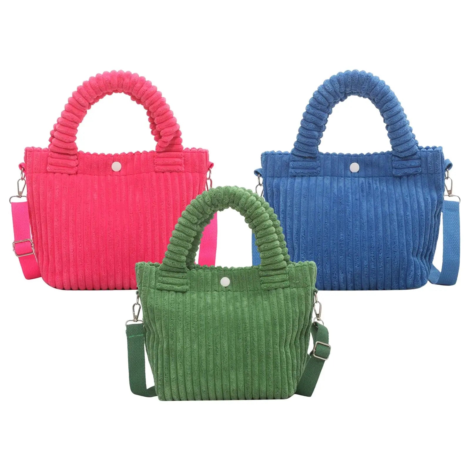 Corduroy Tote Bag Shopping Travel Handbags Shoulder Bags