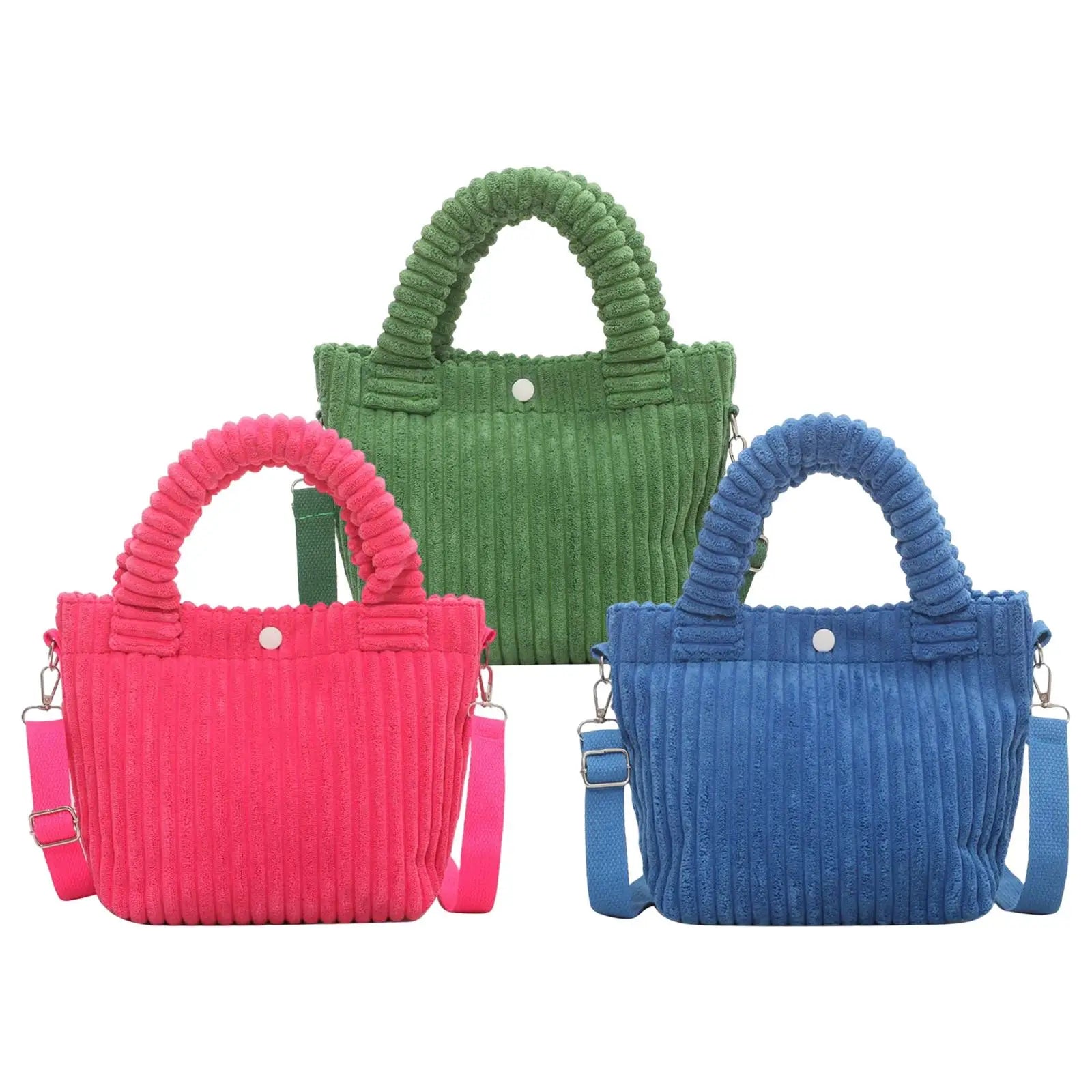 Corduroy Tote Bag Shopping Travel Handbags Shoulder Bags