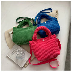 Women's Corduroy Bucket Bag Shoulder Purse