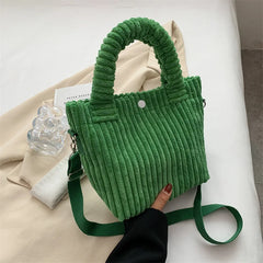 Womens Corduroy Bucket Shoulder Bag