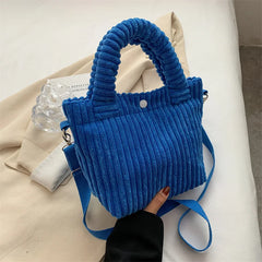 Womens Corduroy Bucket Shoulder Bag