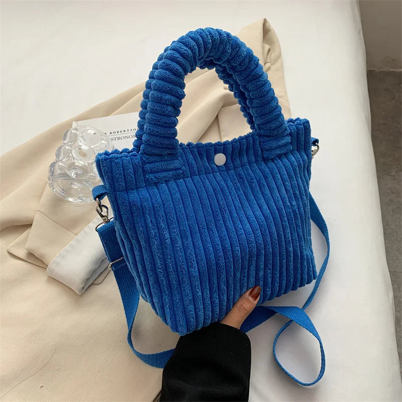 Womens Corduroy Bucket Shoulder Bag