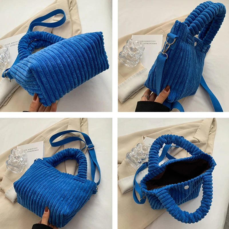 Corduroy Bucket Shoulder Bag Handbag
