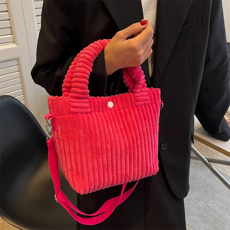 Corduroy Women's Bucket Shoulder Bag Handbag