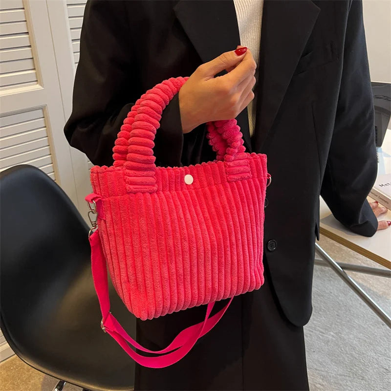 Women's Corduroy Bucket Bag Handbag Purse Crossbody