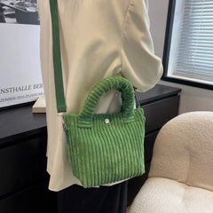Corduroy Women's Shoulder Bag Crossbody Bucket Handbag