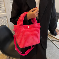 Corduroy Women's Shoulder Bag Crossbody Bucket Handbag