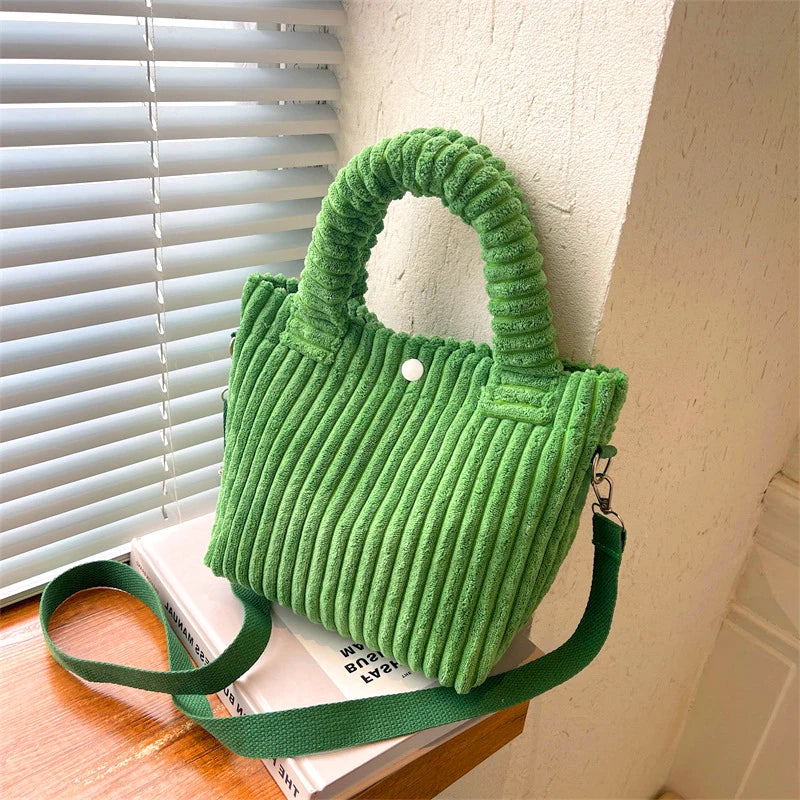 Women's Corduroy Bucket Bag Handbag Purse Crossbody