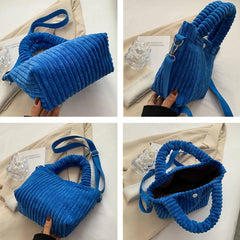 Women's Corduroy Bucket Bag Handbag Purse Crossbody