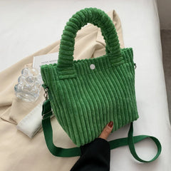 Women's Corduroy Bucket Bag Handbag Purse Crossbody