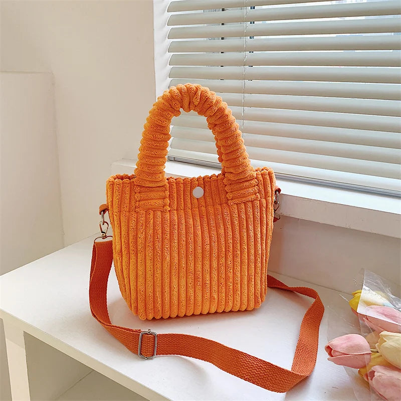 Corduroy Bucket Bag for Women