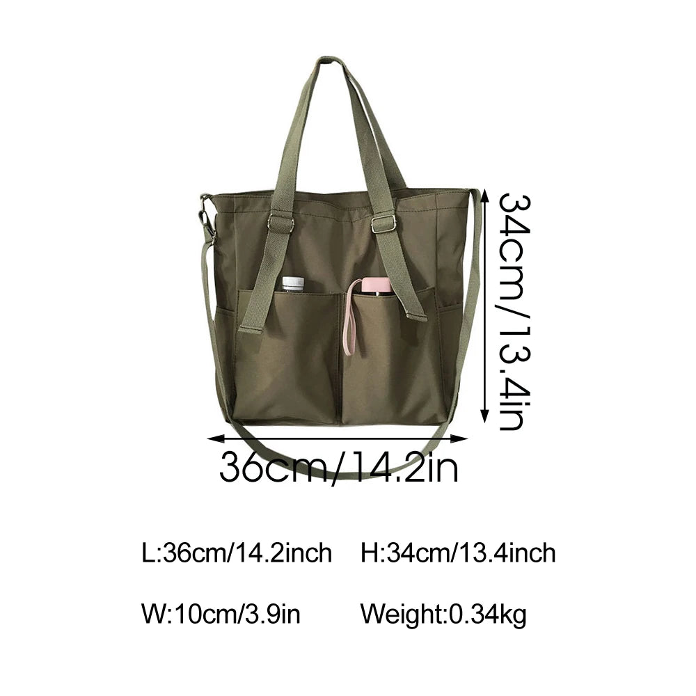 Cotton Canvas Crossbody Bag Large Capacity Waterproof Handbag