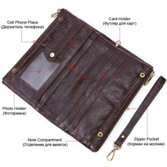 Cowhide Men Clutch Wallets Leather Long Purses Business Large Capacity Wallet