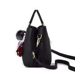 Crossbody Bag PU Leather Flower Fur Ball Shoulder Messenger Bags