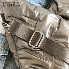 Quilted Crossbody Bag Cotton Padded Satchel