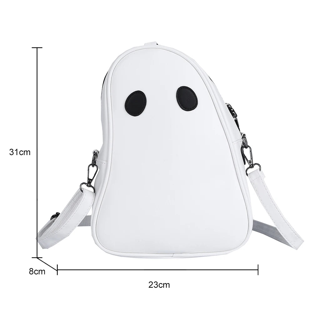 Funny Devil Ghost Crossbody Bag PU Leather Small Zipper Travel