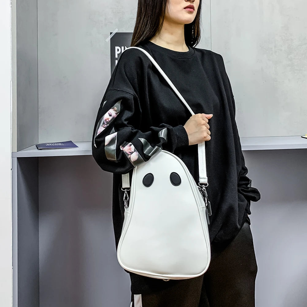 Funny Devil Ghost Crossbody Bag PU Leather Small Zipper Travel