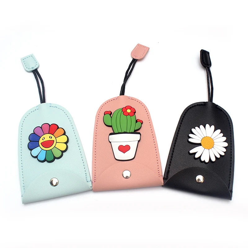 Flowers PU Leather Key Bag Holder Car Key Case