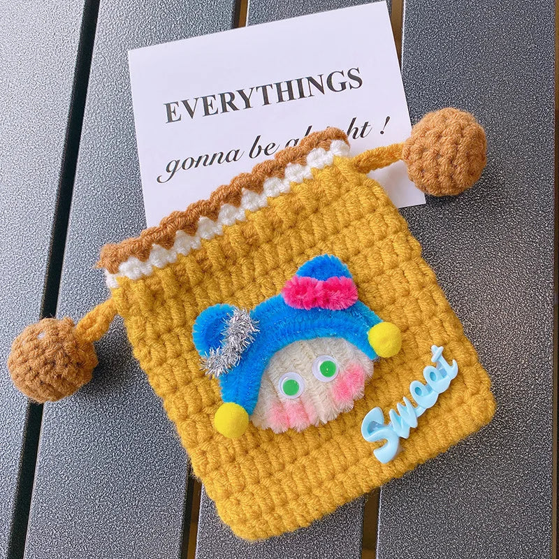 Knitted Drawstring Coin Purse Children Lipstick Key Coin Organizer