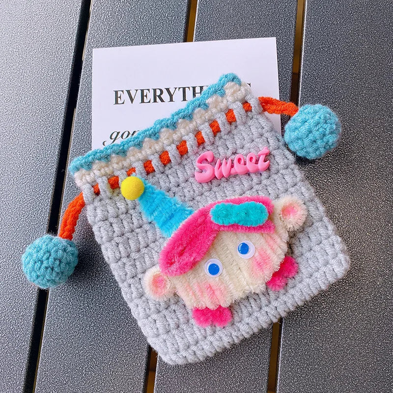Knitted Drawstring Coin Purse Children Lipstick Key Coin Organizer