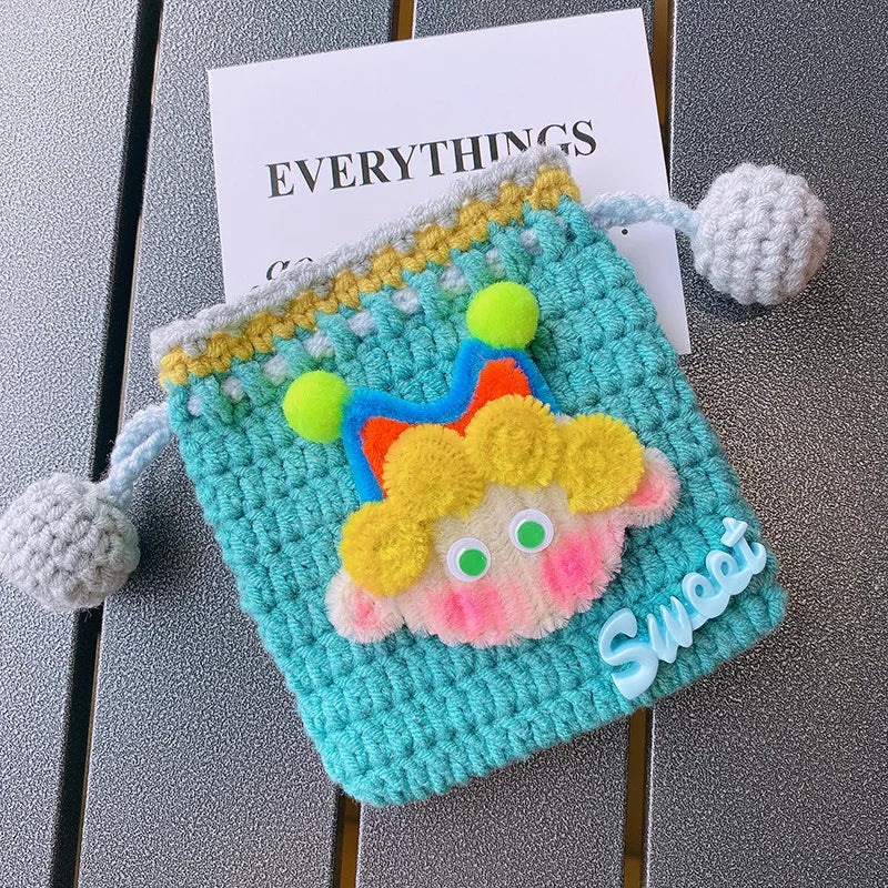 Knitted Drawstring Coin Purse Children Lipstick Key Coin Organizer