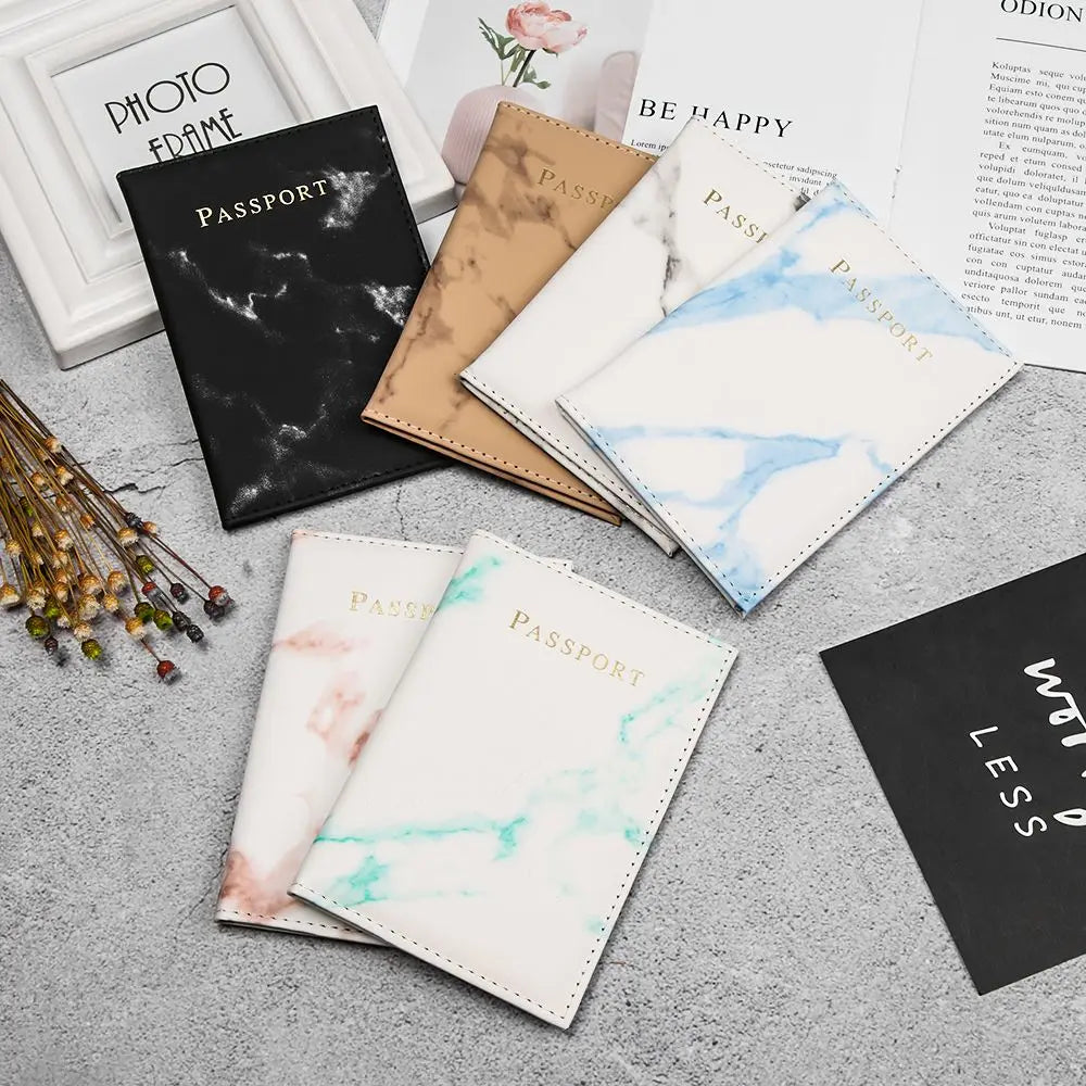 Marble Pattern Passport Cover PU Leather Travel Holder Covers