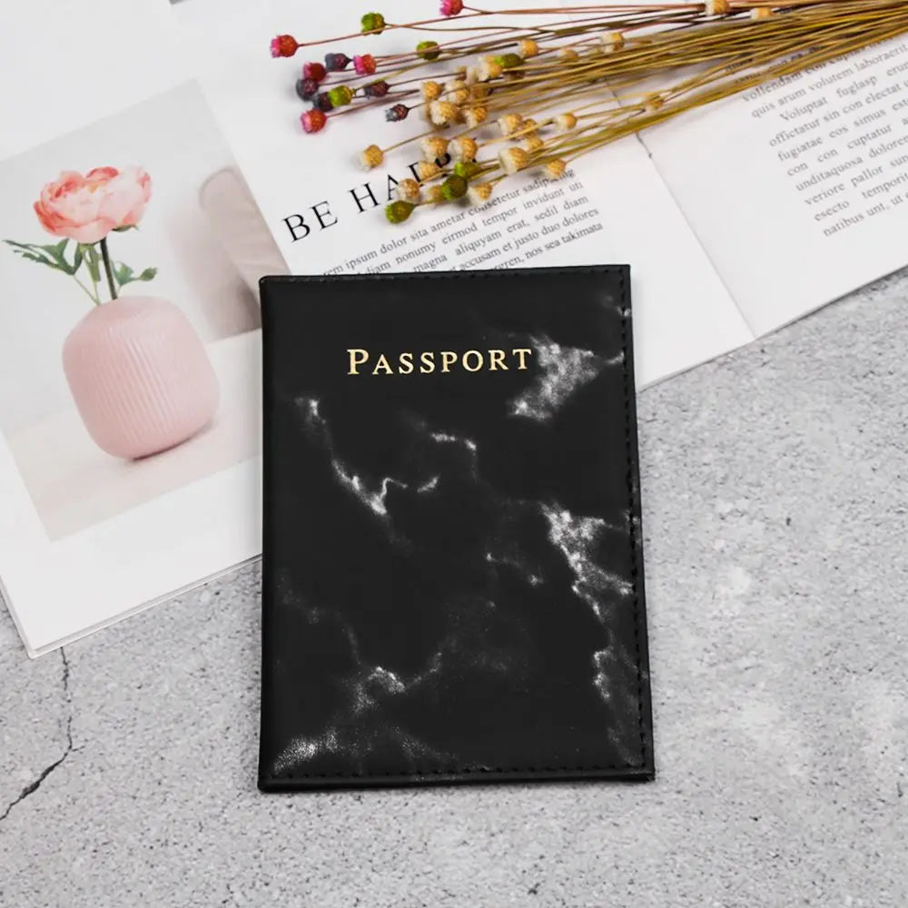 Marble Pattern Passport Cover PU Leather Travel Holder Covers