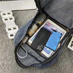 Denim Backpack Canvas Women Backpacks Large capacity Shoulder Bag