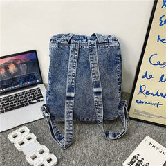 Denim Backpack Canvas Women Backpacks Large capacity Shoulder Bag
