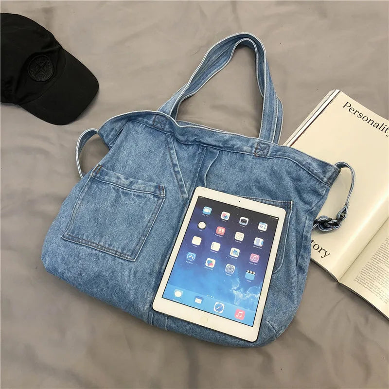 Denim Women Handbag High Portable Girl's Shoulder Bag Big Capacity