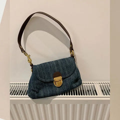 Vintage Denim Shoulder Bag for Women Retro Classic Female Handbag