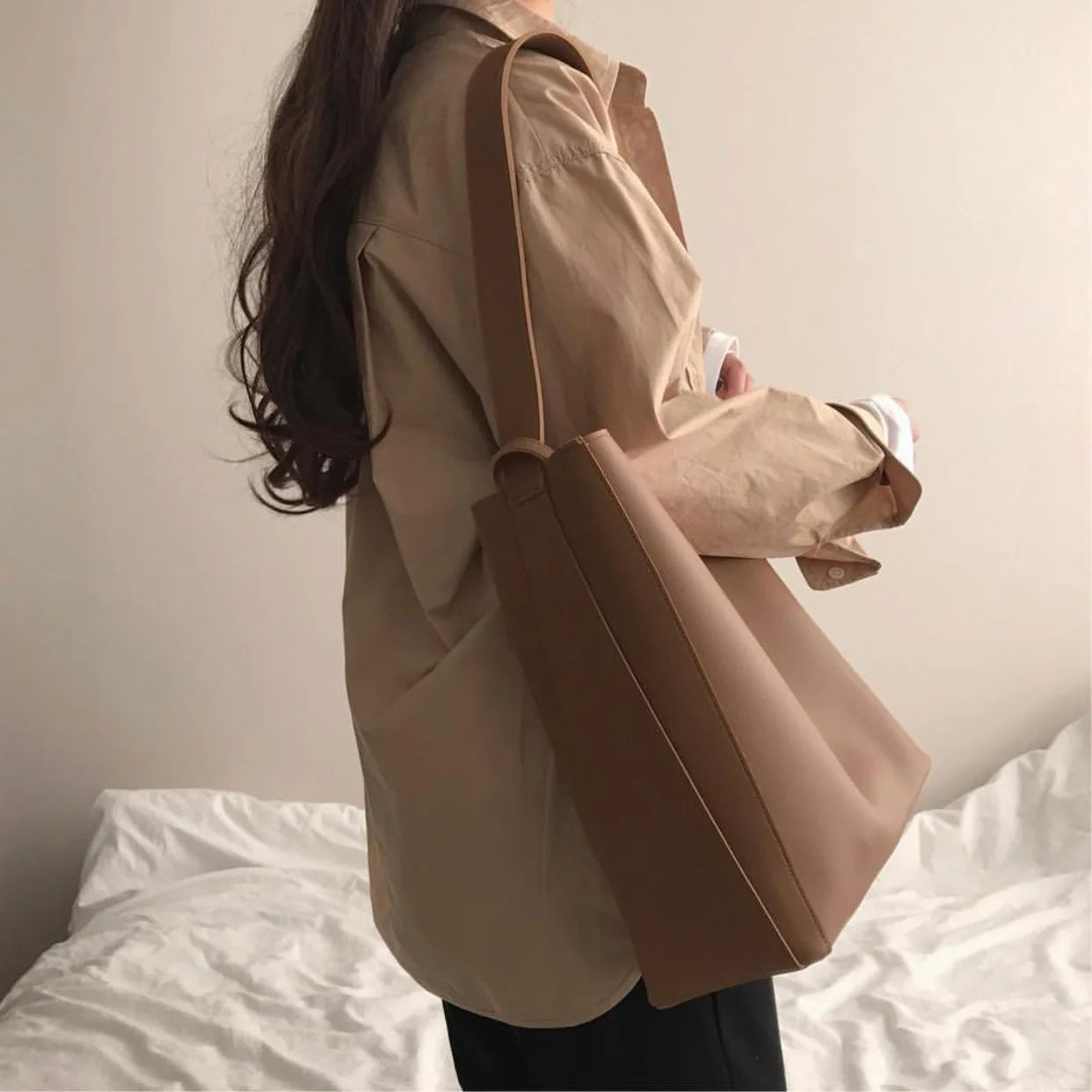Large Capacity Women Bucket Bag Shoulder Handbag Tote for Daily Travel