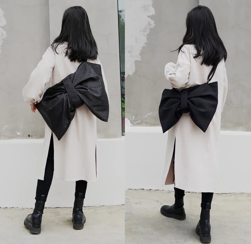 Canvas Shoulder Bags Large Capacity Bowknot Crossbody Bags