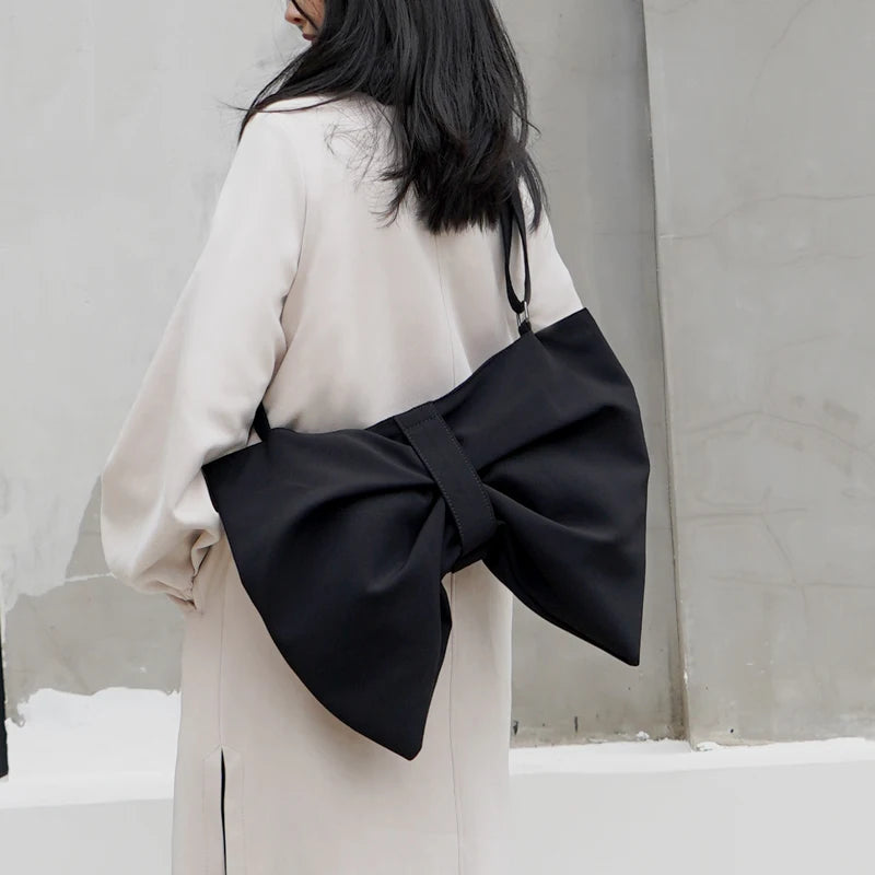 Canvas Shoulder Bags Large Capacity Bowknot Crossbody Bags