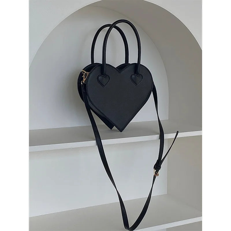 Vintage Love Heart Shoulder Bag Retro Small Tote Purse