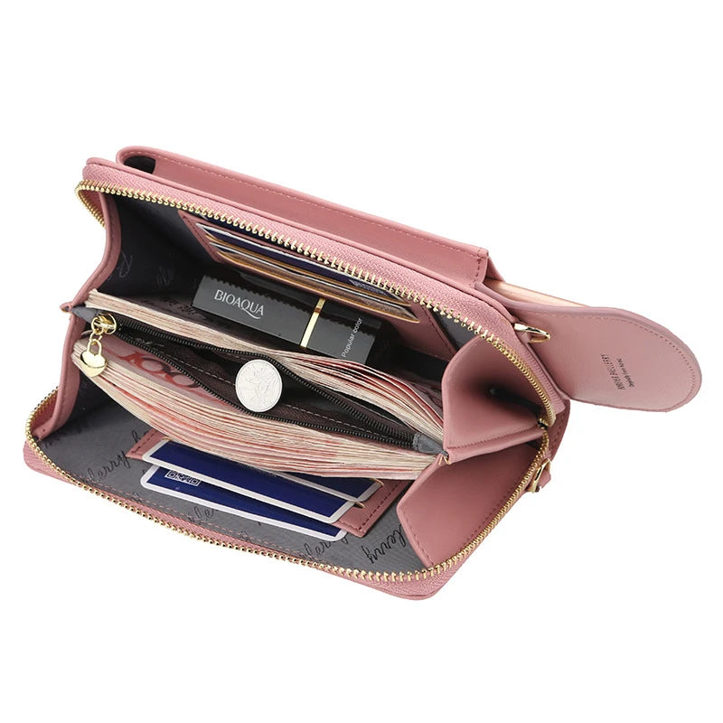 Women's Small Crossbody Shoulder Bag PU Leather Mini Handbag with Phone Pocket