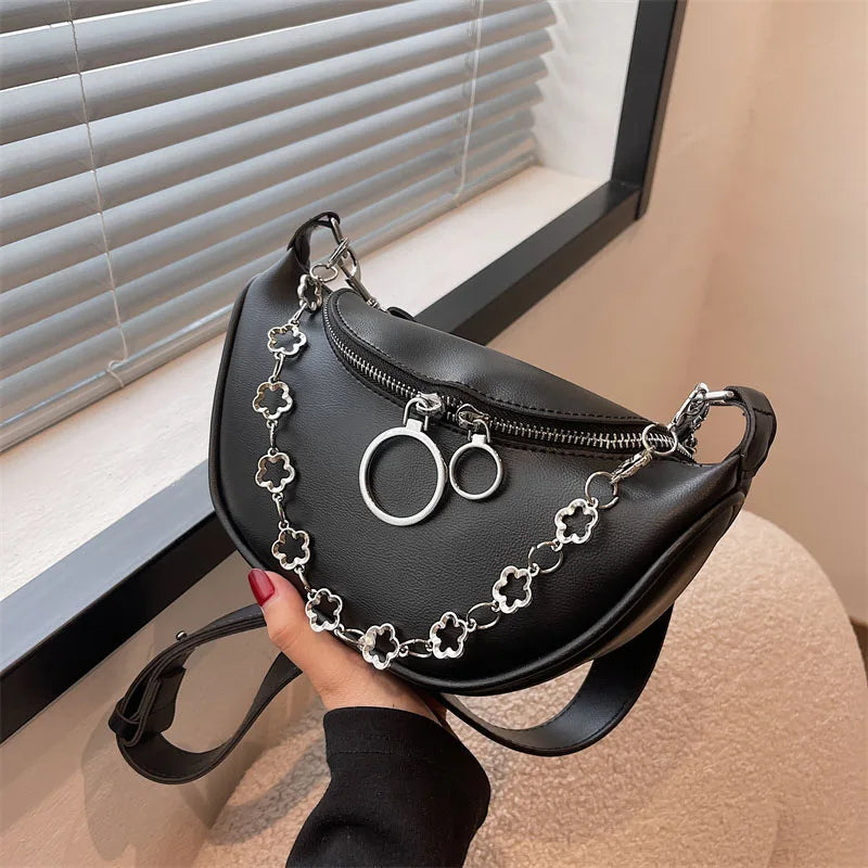 Women Leather Waist Bag Crossbody Phone Purse Ladies Chest Bag