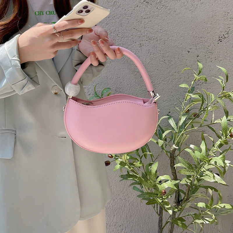 Small Shoulder Bag PU Leather Round Crossbody Bag
